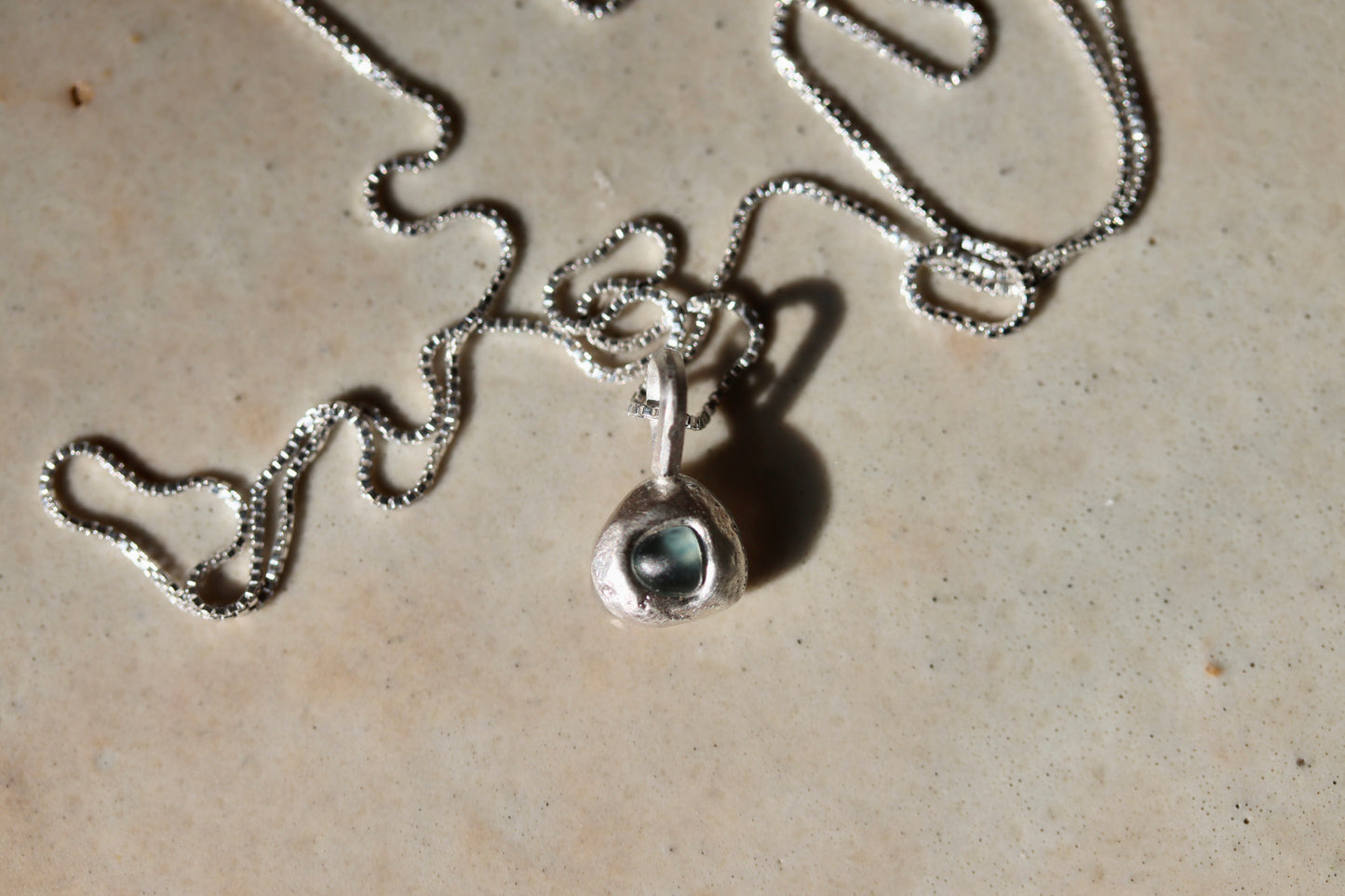 Raw Montana Sapphire Droplet Necklace No. 1
