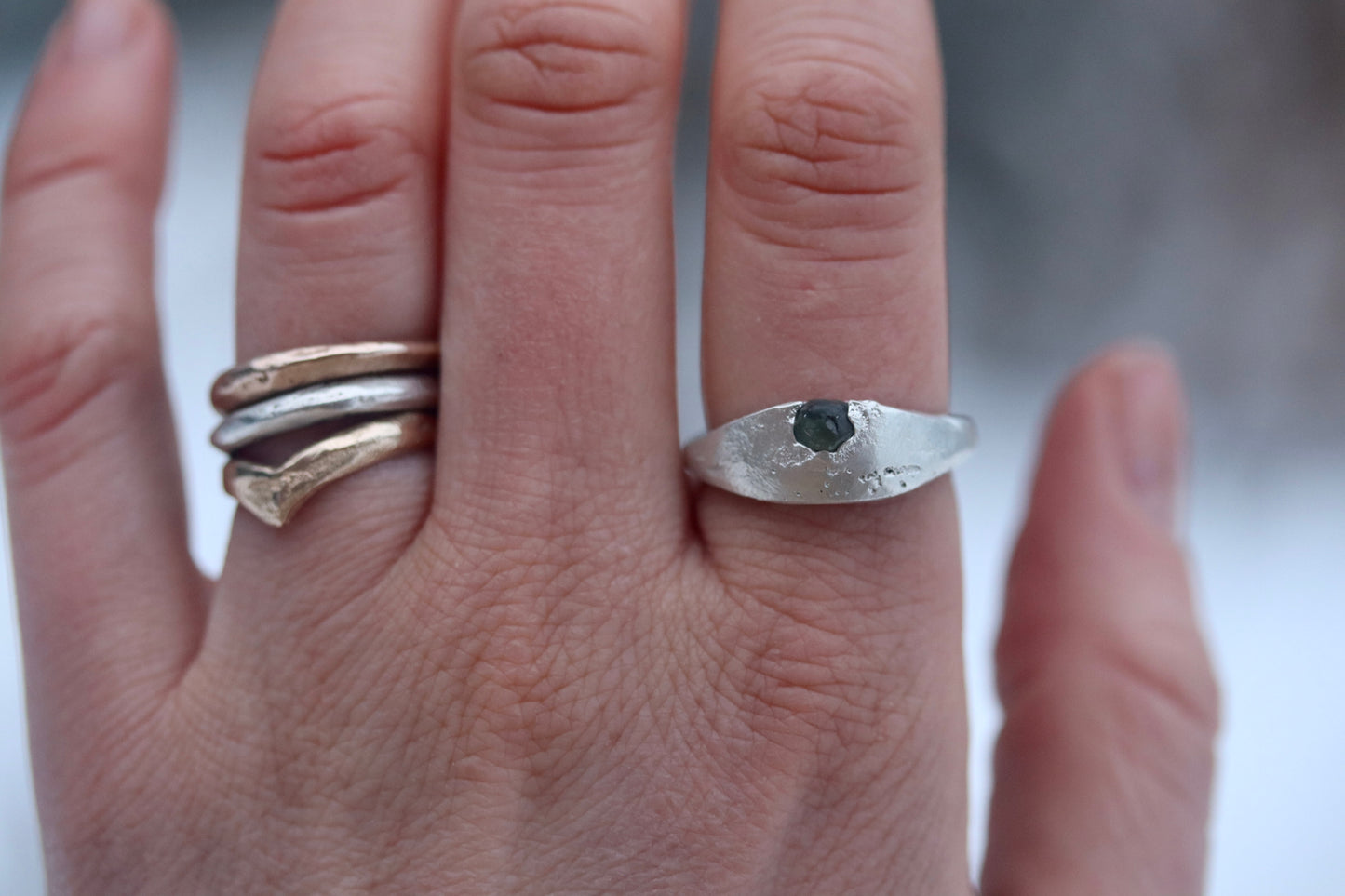 Raw Sapphire Midwinter Ring/Green/ MTO
