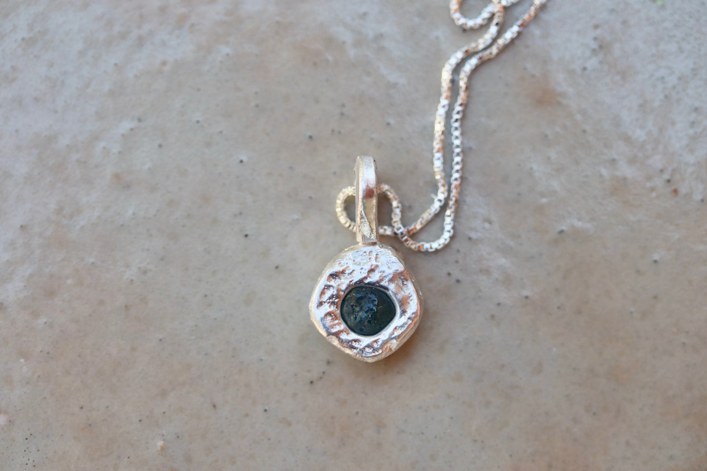 Raw Montana Sapphire Droplet Necklace No. 2