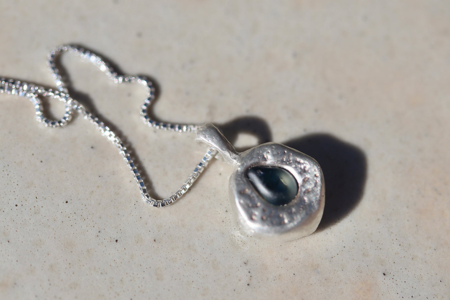 Raw Montana Sapphire Droplet Necklace No. 3