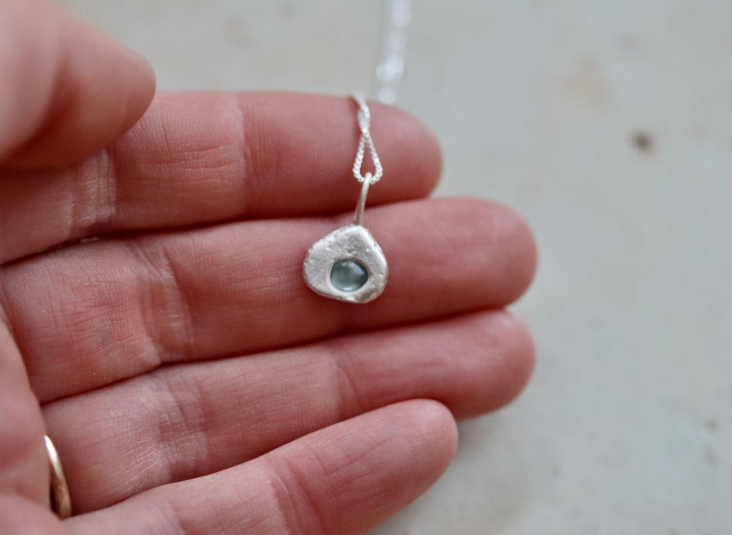 Raw Sapphire Droplet Necklace No. 3