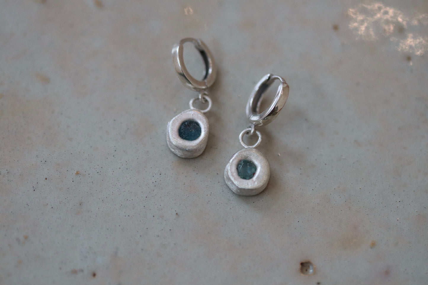 raw montana sapphire sterling silver sandcast organic orb huggie hoops paigedevlin jewelry