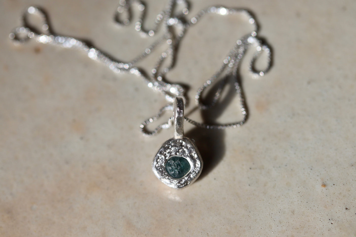 Raw Montana Sapphire Droplet Necklace No. 2