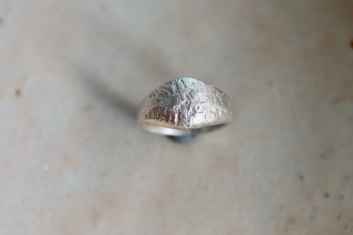 Brigid Ring. Sandcast Textured Shield Ring