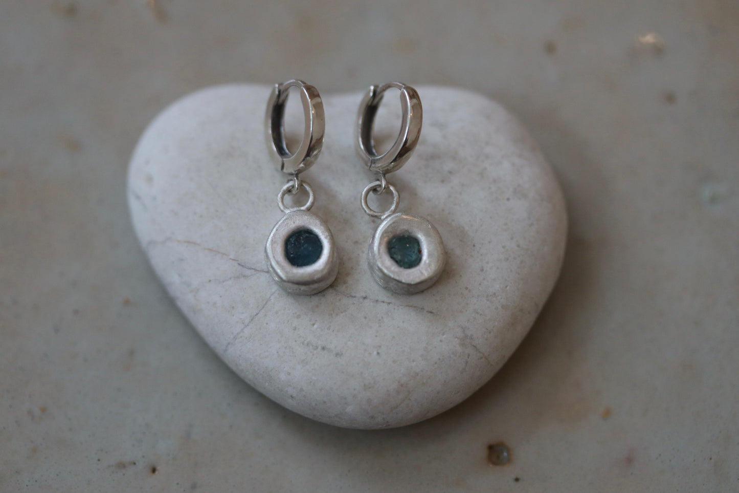 raw montana sapphire sterling silver sandcast organic orb huggie hoops paigedevlin jewelry