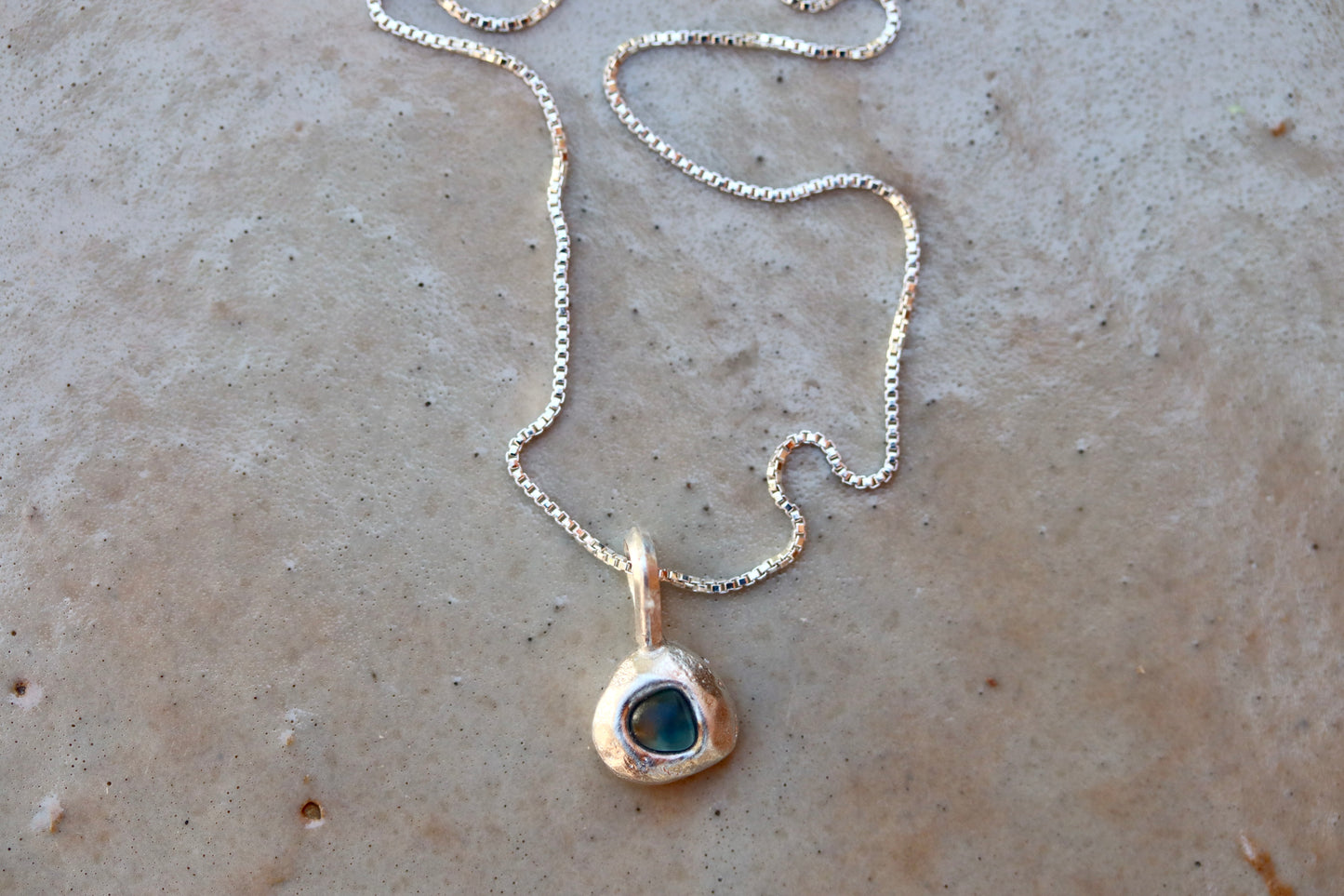 Raw Montana Sapphire Droplet Necklace No. 1