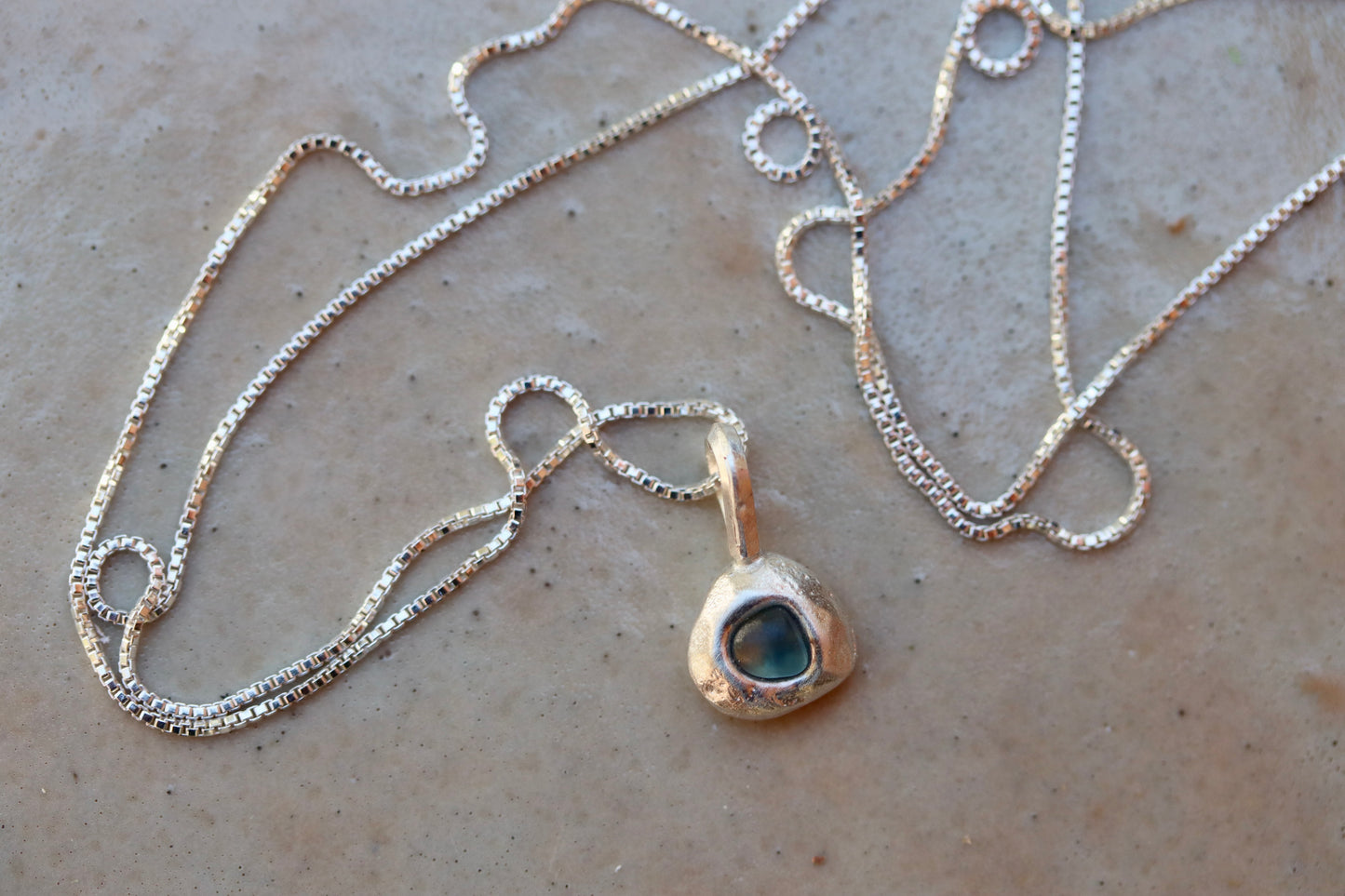 Raw Montana Sapphire Droplet Necklace No. 1