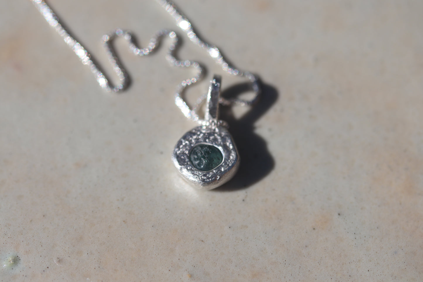Raw Montana Sapphire Droplet Necklace No. 2