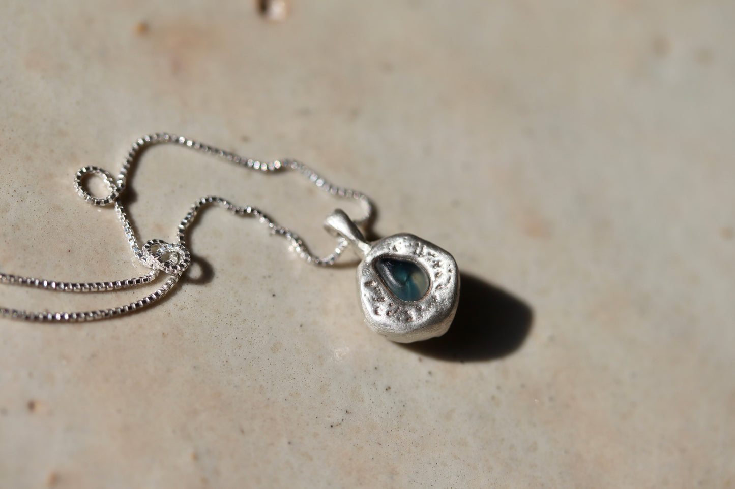 Raw Montana Sapphire Droplet Necklace No. 3
