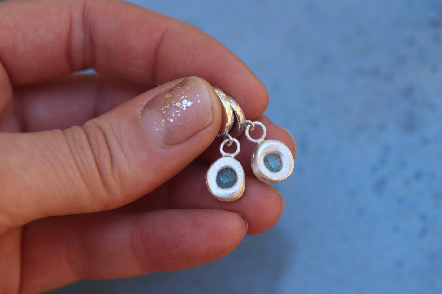 raw montana sapphire sterling silver sandcast organic orb huggie hoops paigedevlin jewelry