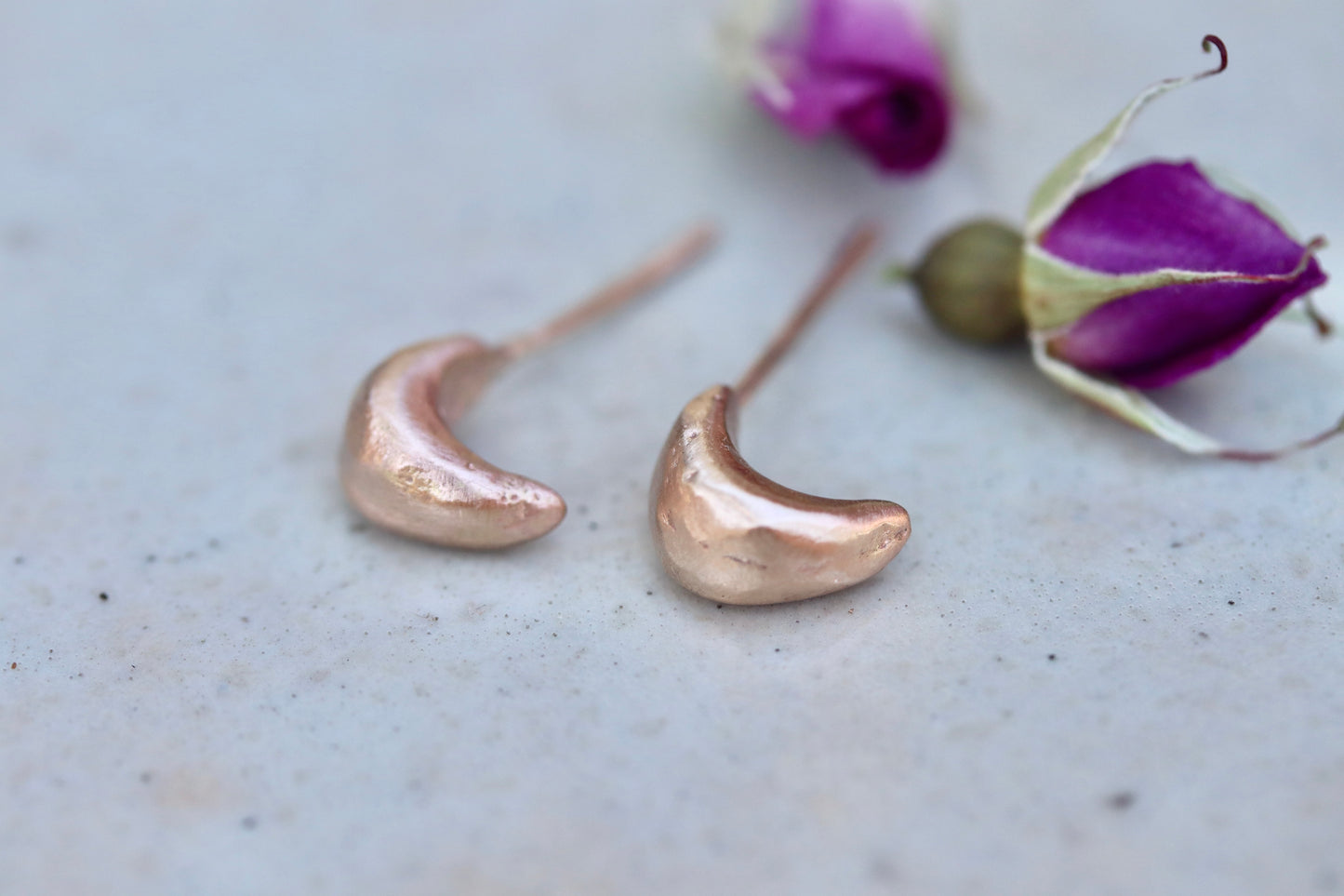 Petite Handcarved 14kt Gold Hoops
