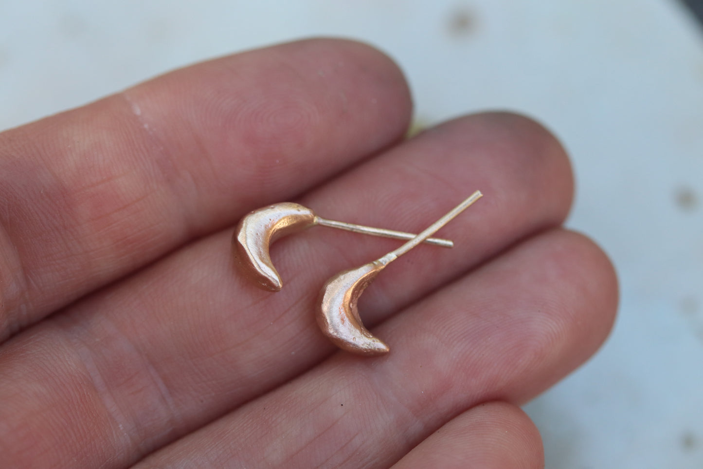 Petite Handcarved 14kt Gold Hoops