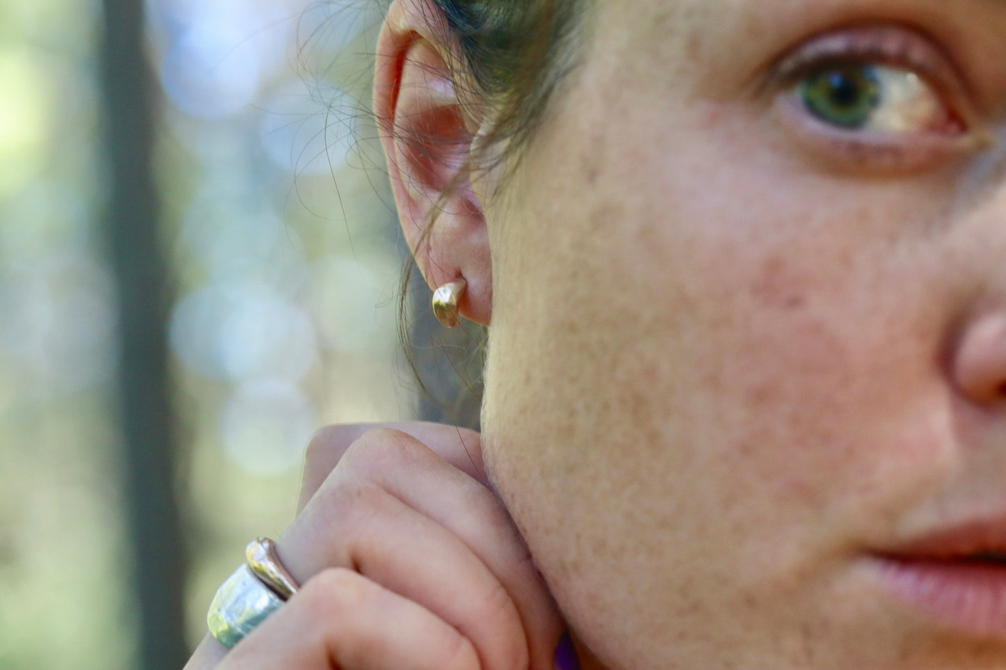 Petite Handcarved 14kt Gold Hoops