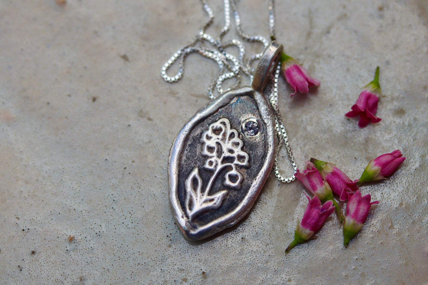 Mountain Heather Necklace. Montana Sapphire No. 2