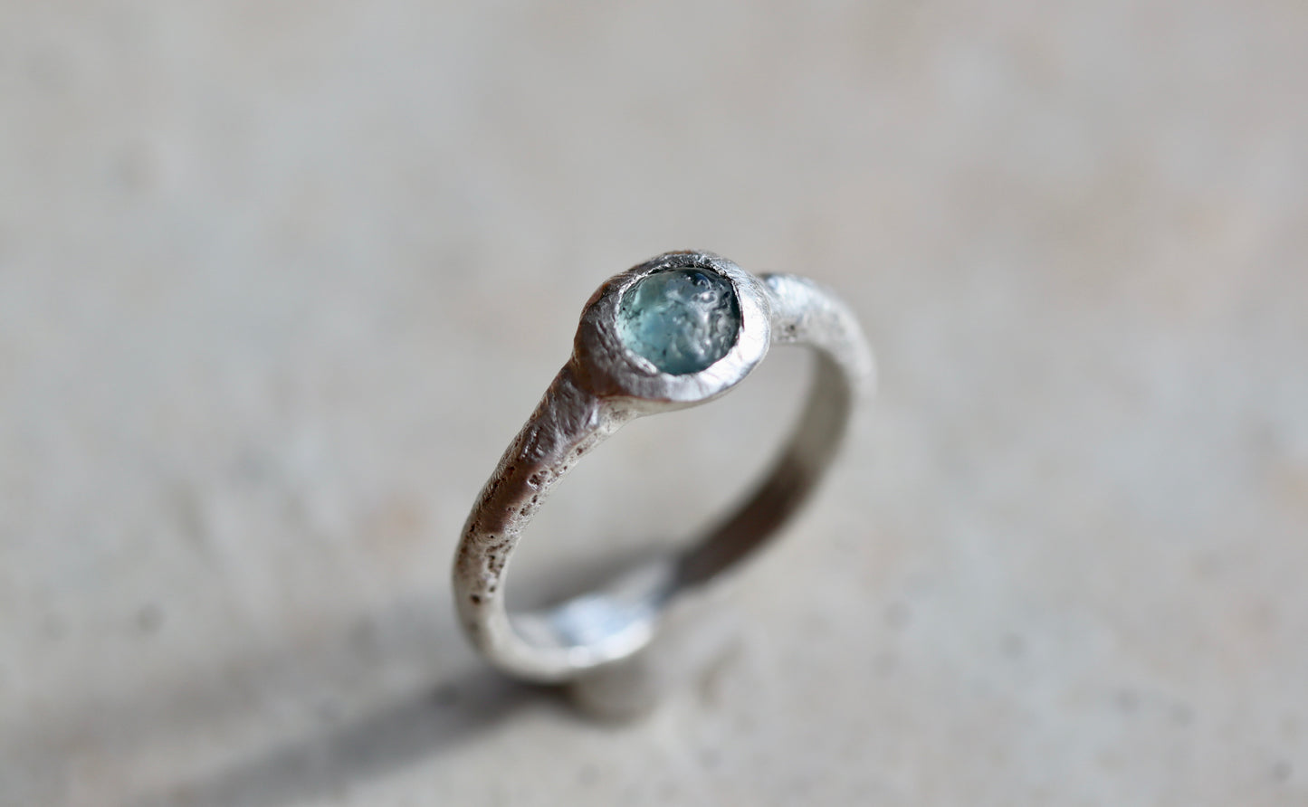 Sky Blue Raw Montana Sapphire Solitaire Ring