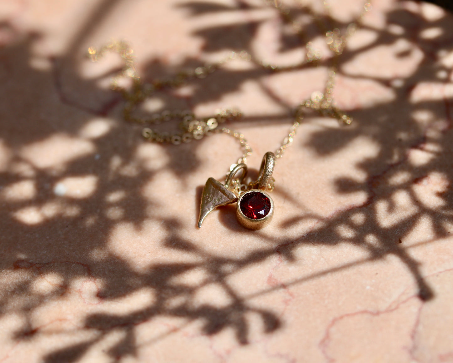 14kt Gold Thorn + Garnet Necklace