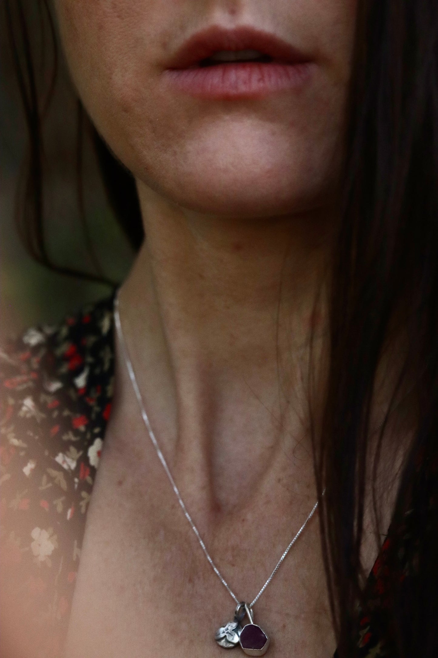 Trillium Necklace + Raw Ruby