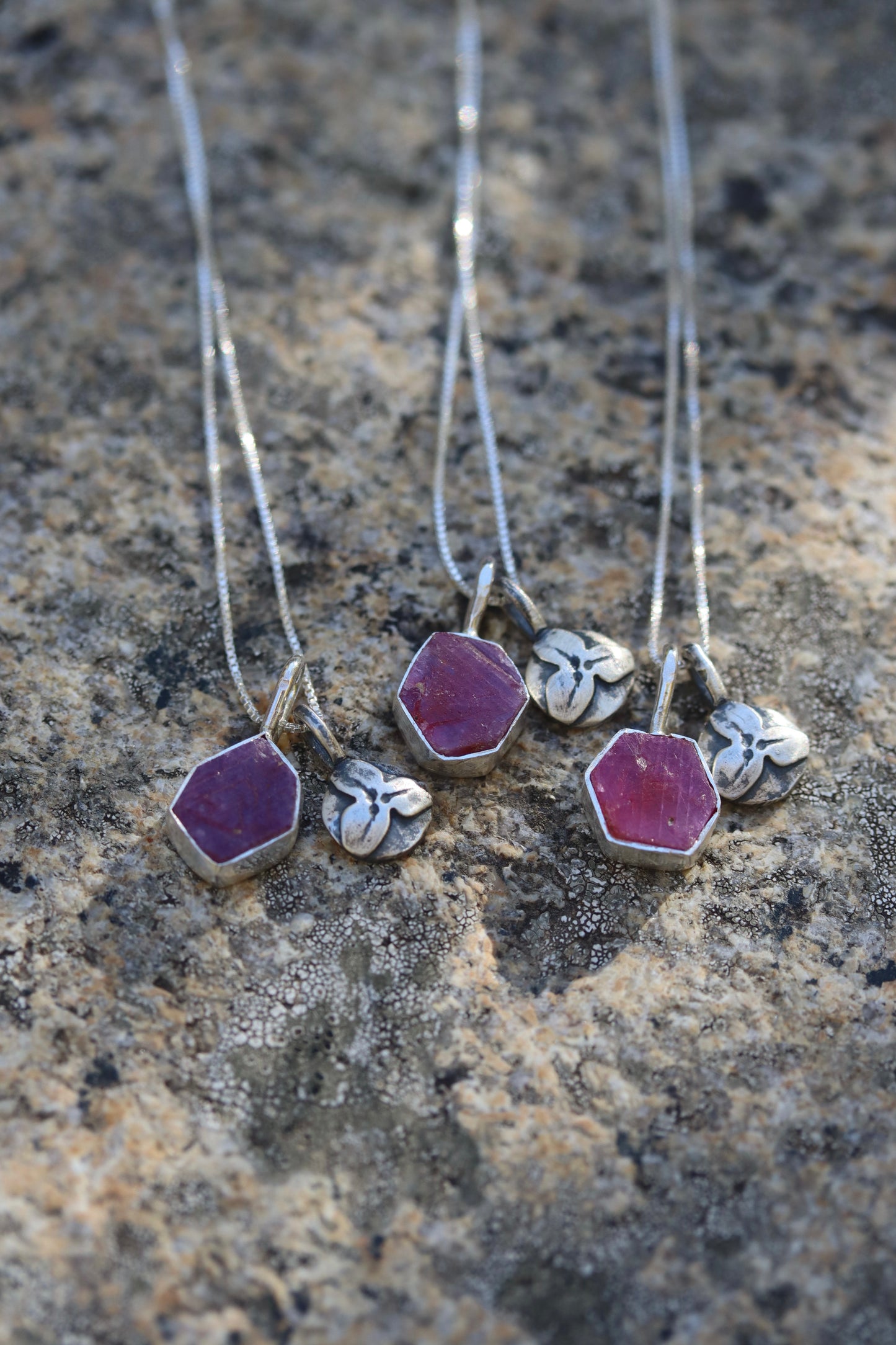 Trillium Necklace + Raw Ruby