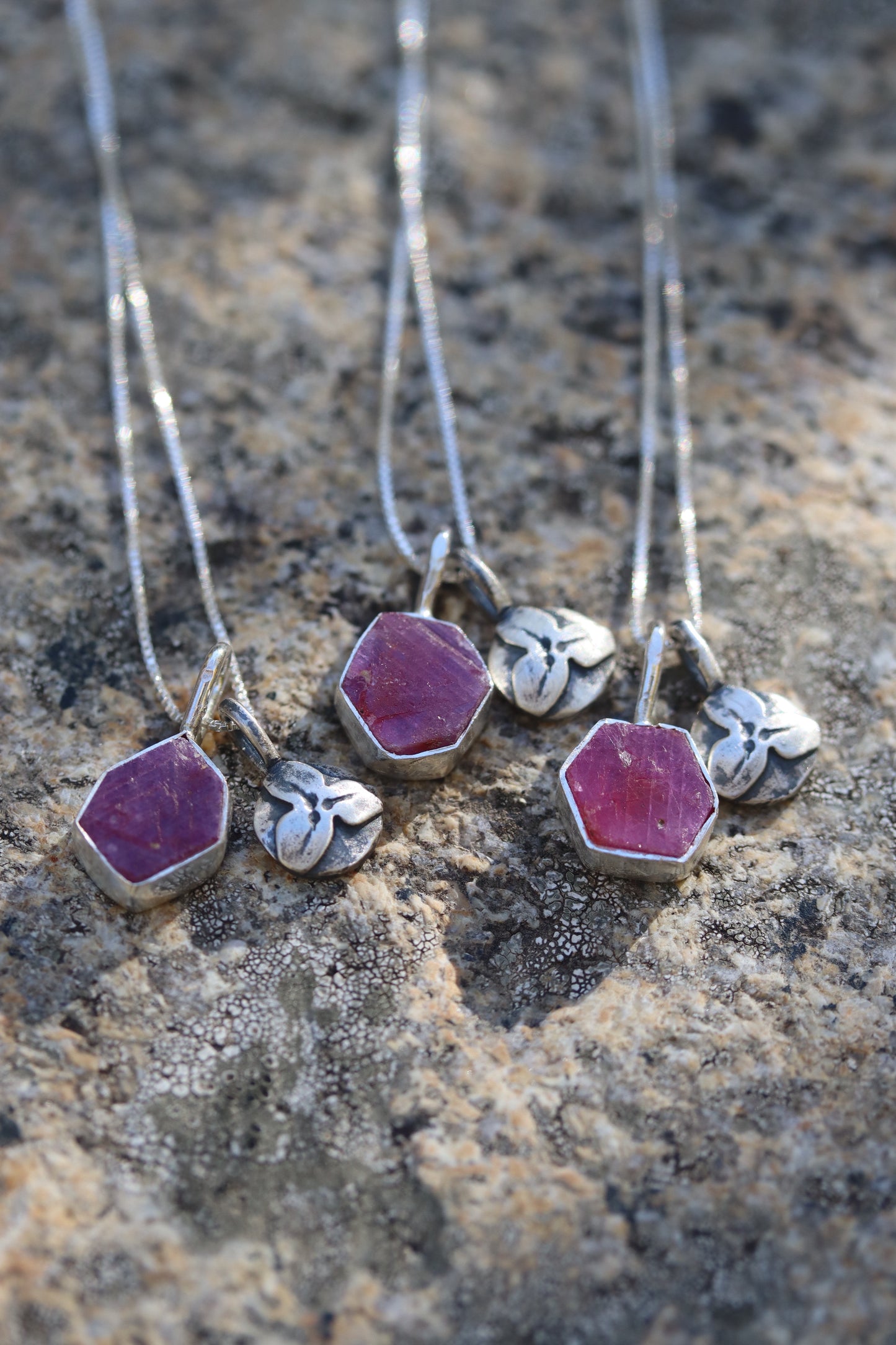 Trillium Necklace + Raw Ruby