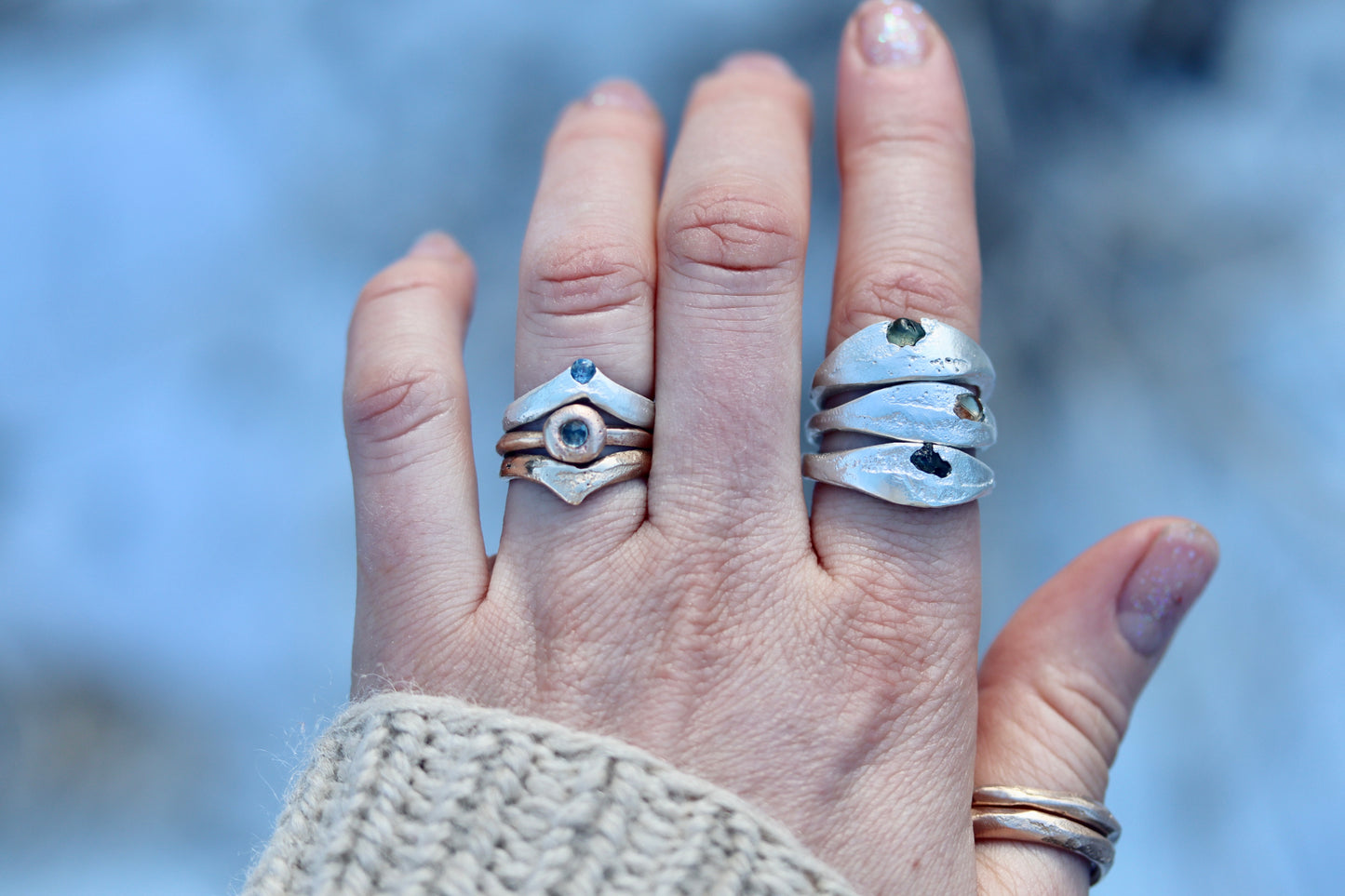 Raw Sapphire Midwinter Ring/Green/ MTO