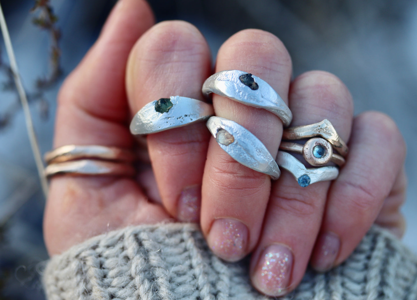 Raw Sapphire Midwinter Ring/Green/ MTO