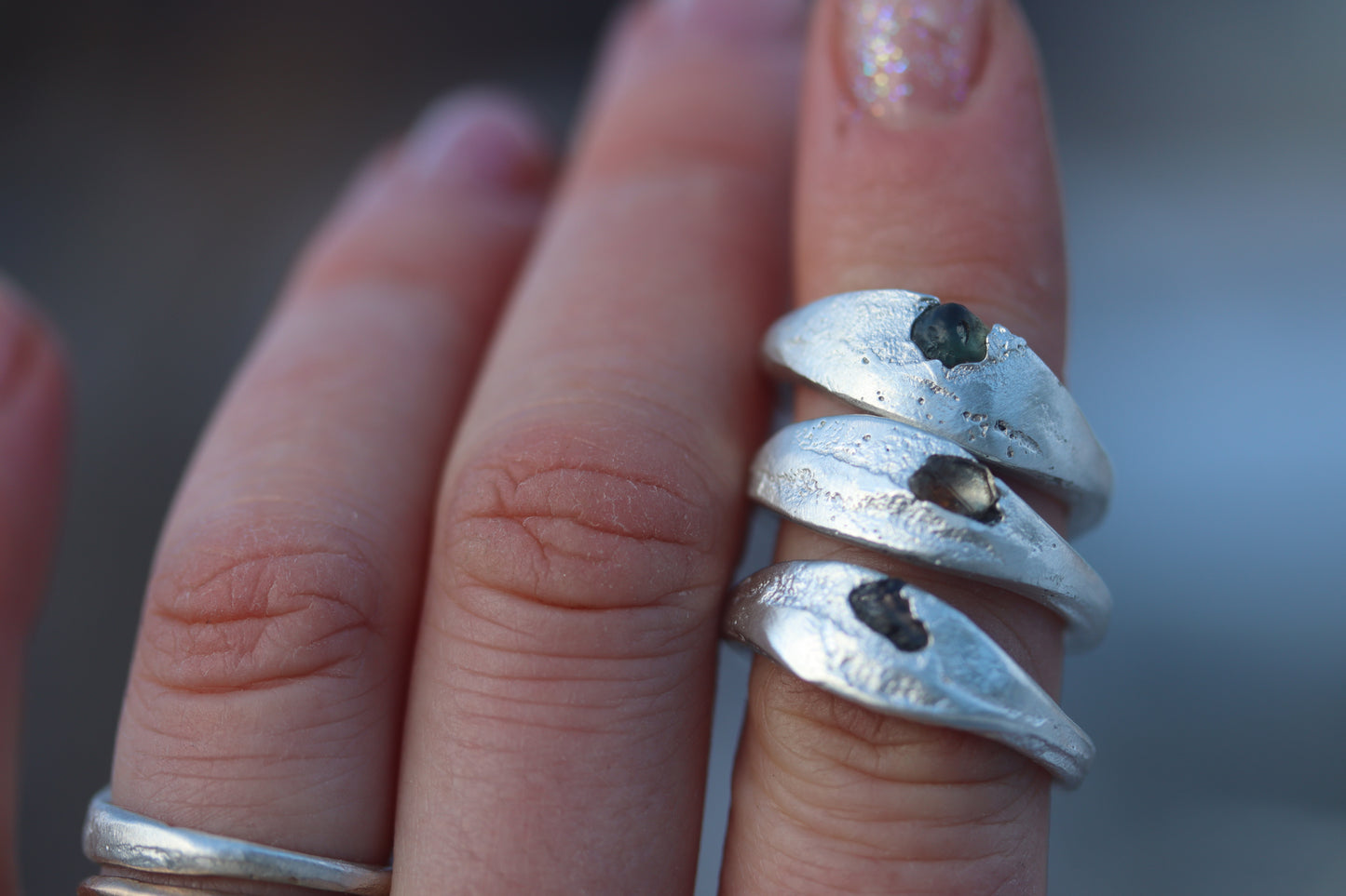 Raw Sapphire Midwinter Ring/Green/ MTO
