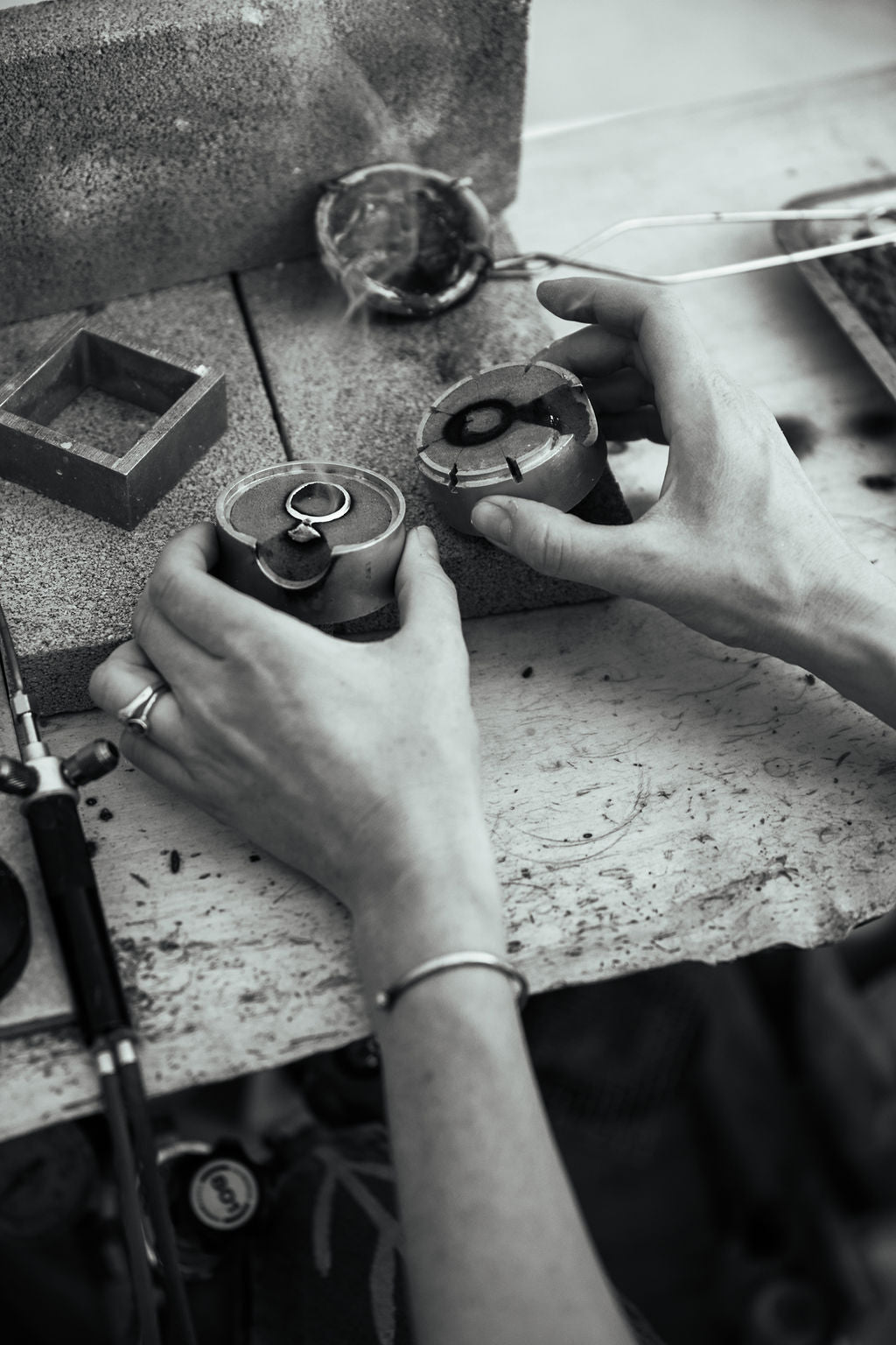 organic rustic wedding engagement rings sandcast handmade handcrafted ethical sustainable