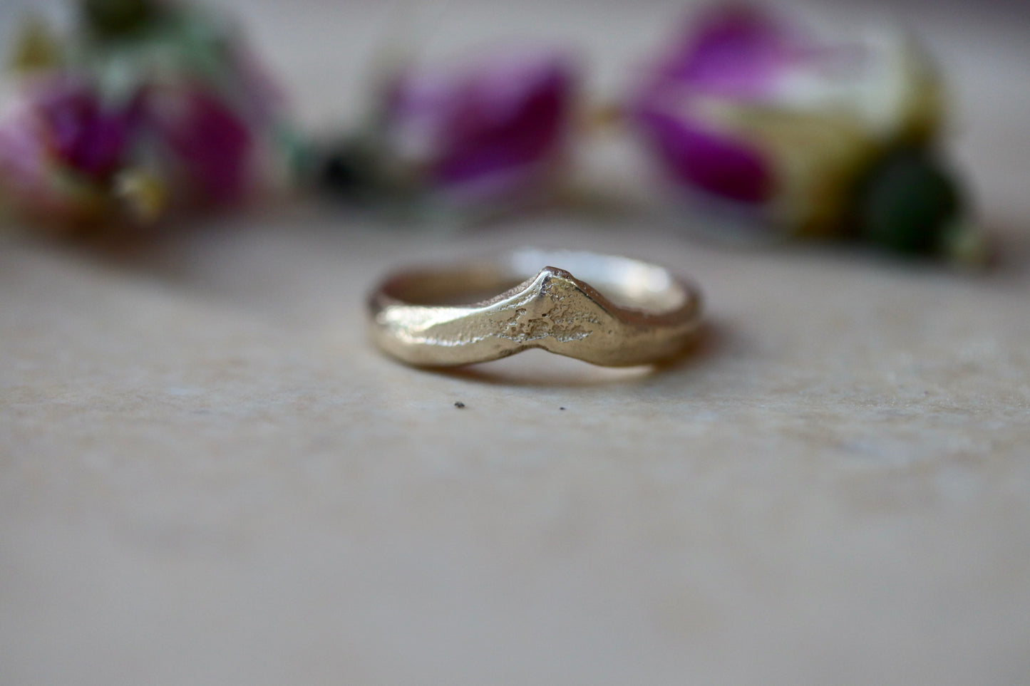 paige devlin jewelry the arrowleaf organic rustic curved wedding band ethical recycled gold sandcast