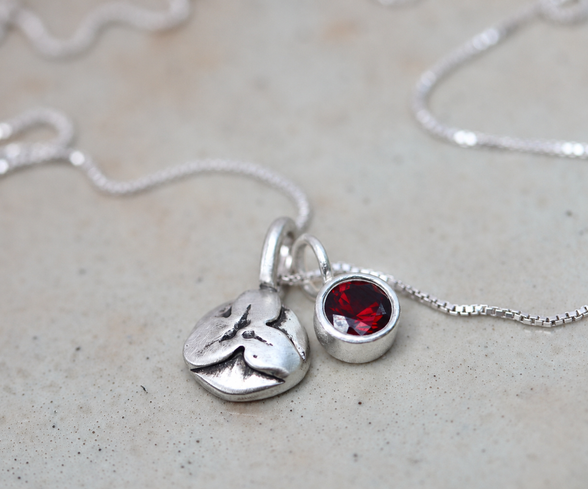 Trillium Necklace + Garnet
