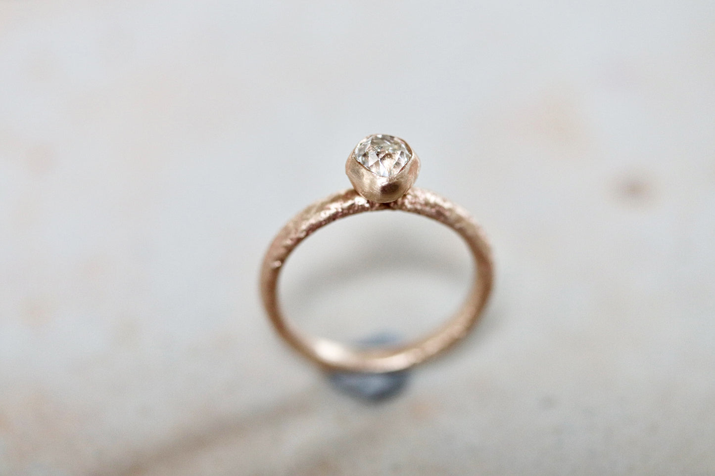 Old Mine Cut Organic Diamond Solitaire Ring