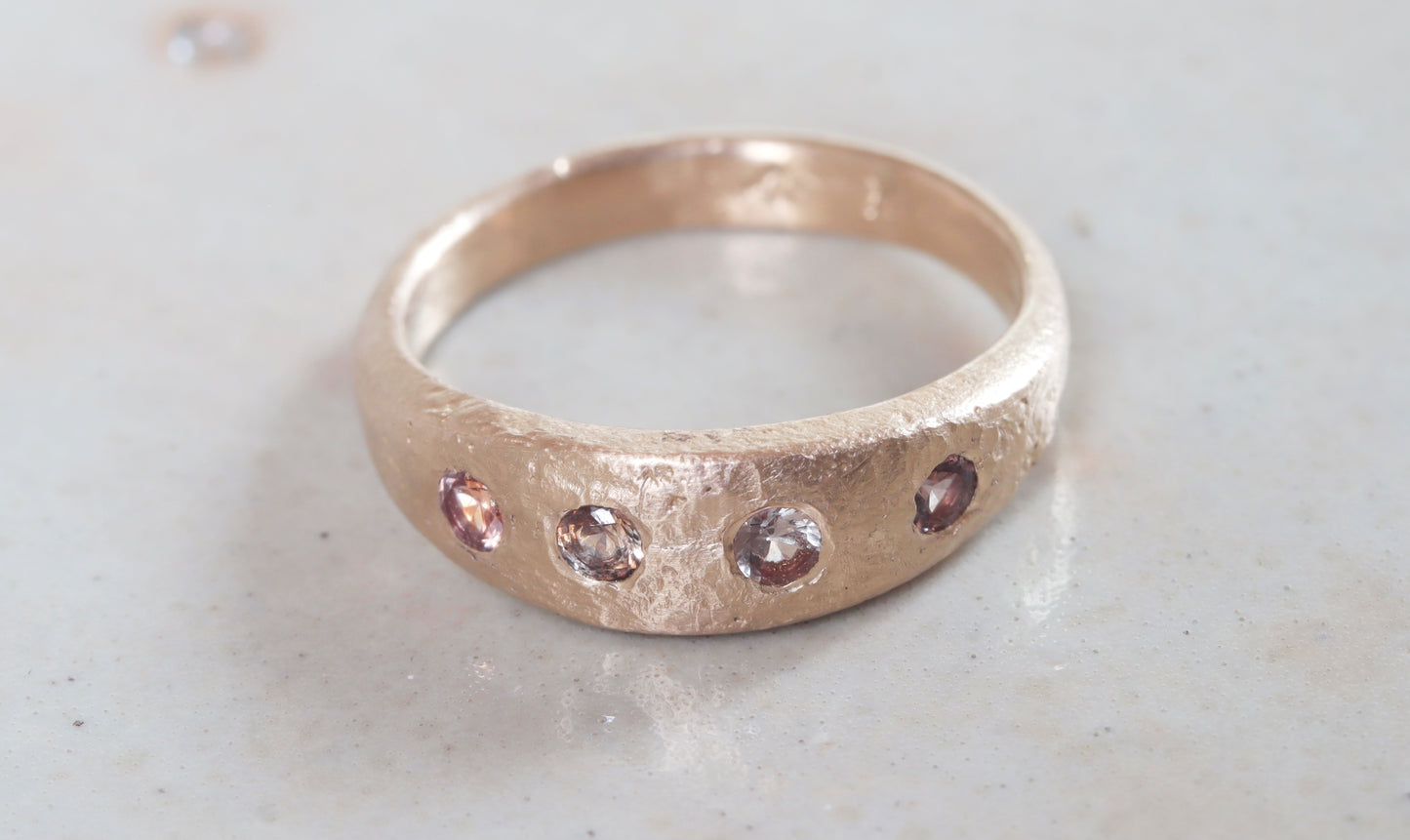 Lavender & Peach Montana Sapphire Eternity Band. 14kt Recycled Gold