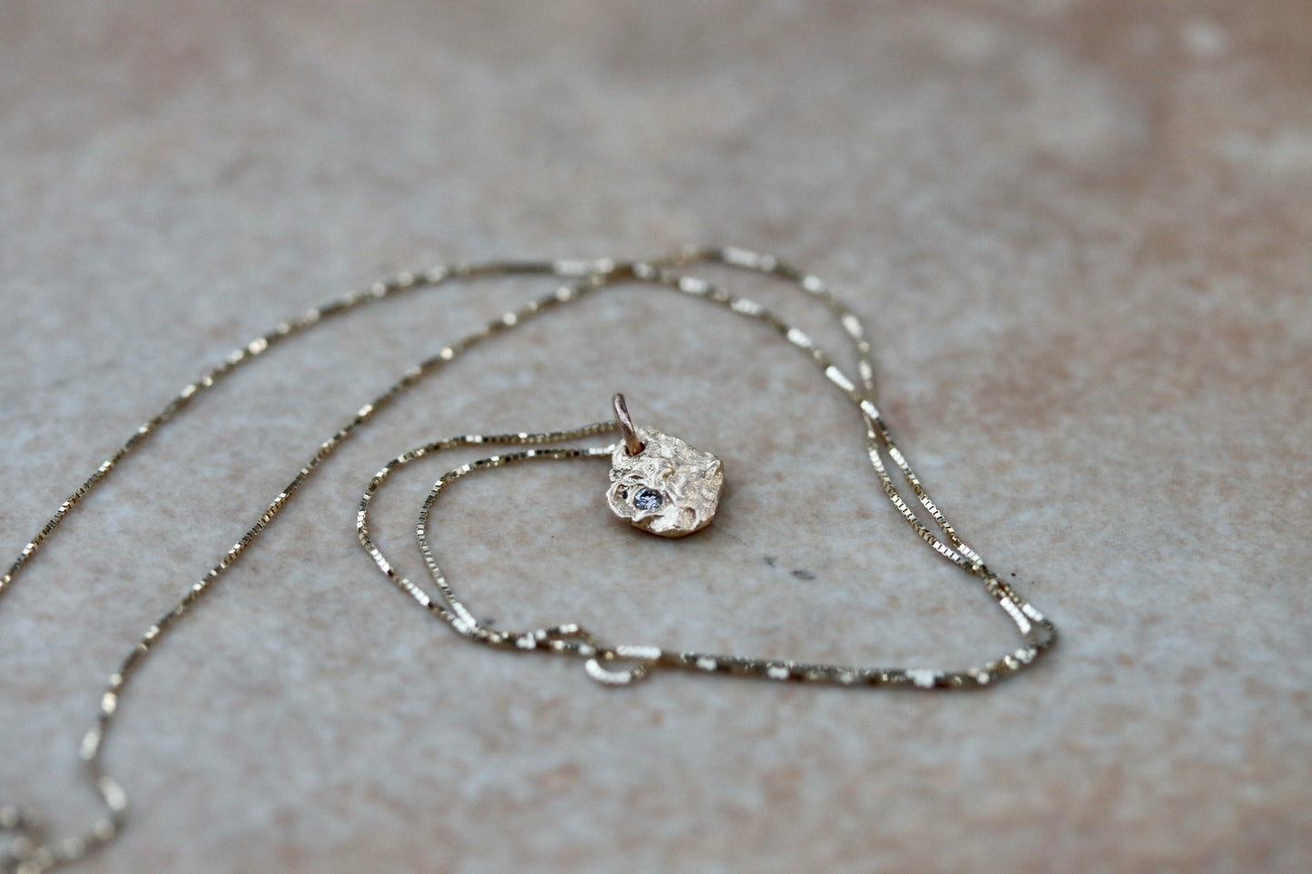 rustic organic earthy 14kt recycled gold ethical diamond necklace ethical sustainable jewelry