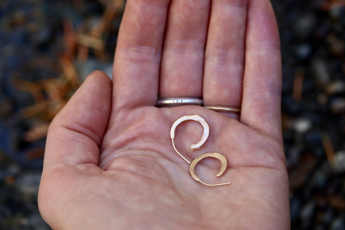organic handcrafted recycled gold ethical hoop earrings sandcast paige devlin jewelry minimal small gold hoops