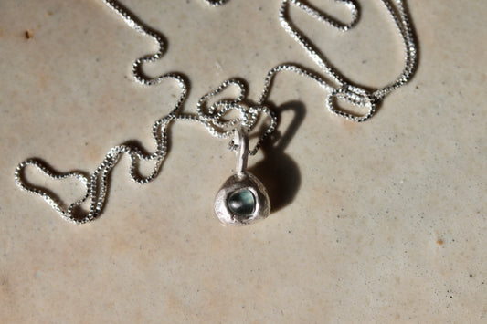 Raw Montana Sapphire Droplet Necklace No. 1
