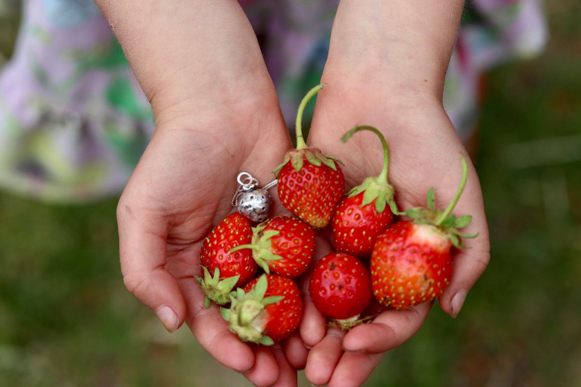 strawberry necklace handmade sterling silver strawberry necklace