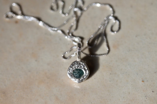 Raw Montana Sapphire Droplet Necklace No. 2