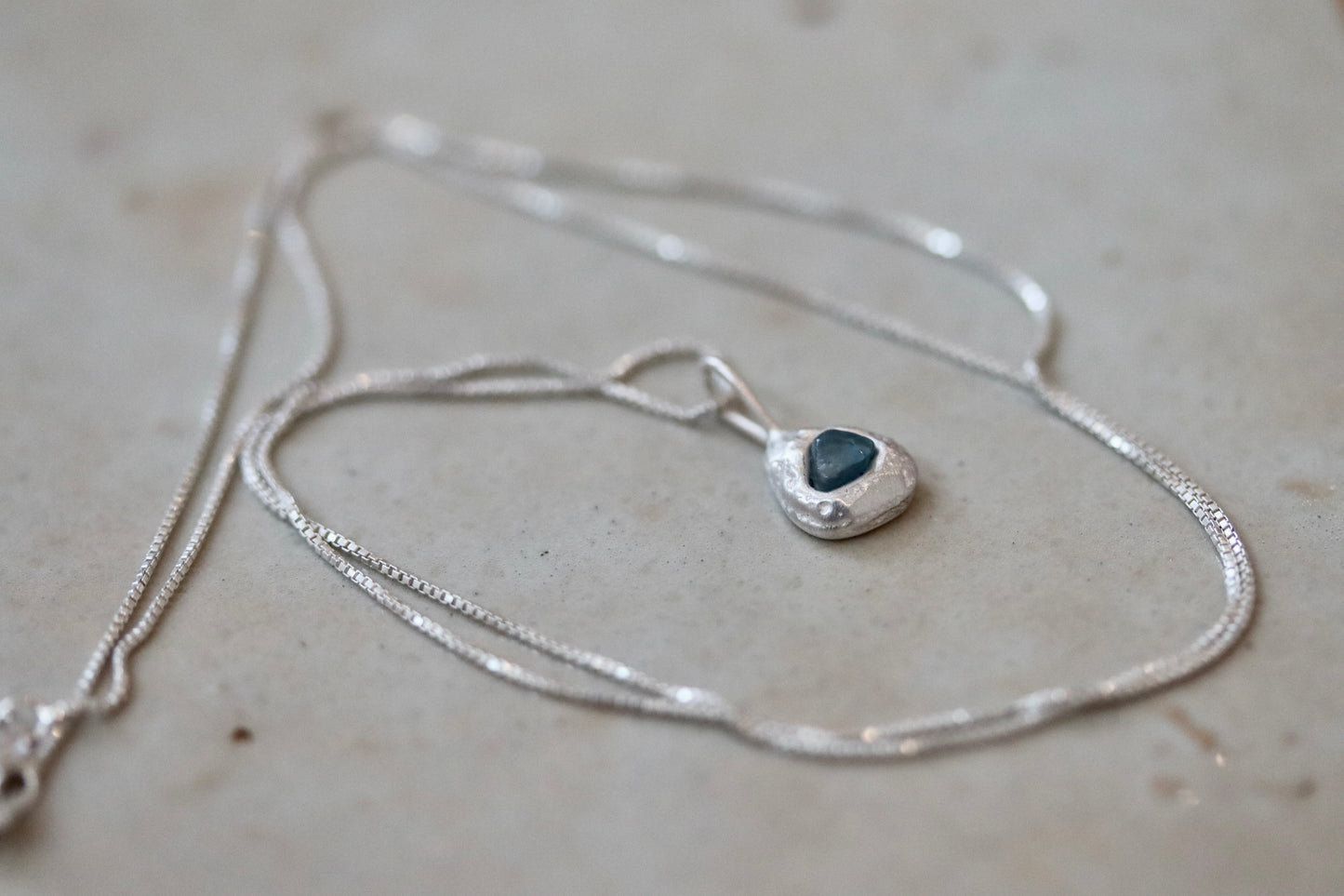 Raw Sapphire Droplet Necklace No. 2