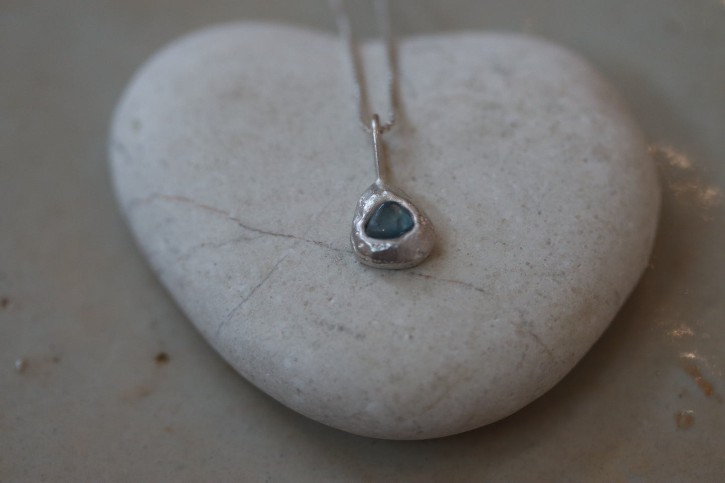 Raw Sapphire Droplet Necklace No. 2