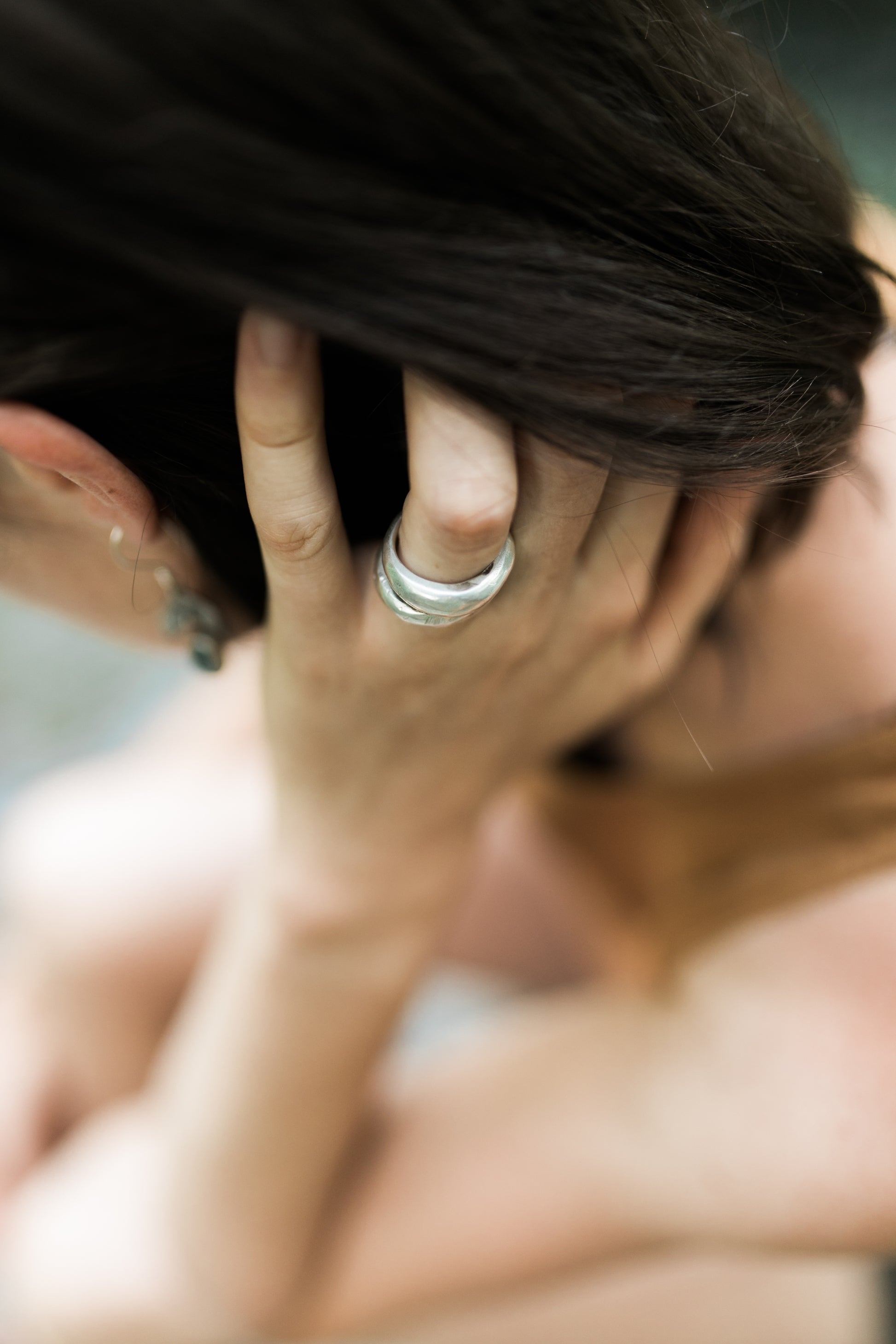 earthen rings the arrowleaf chunky organic stacking rings handcrafted sandcast rustic sterling silver high dome ring