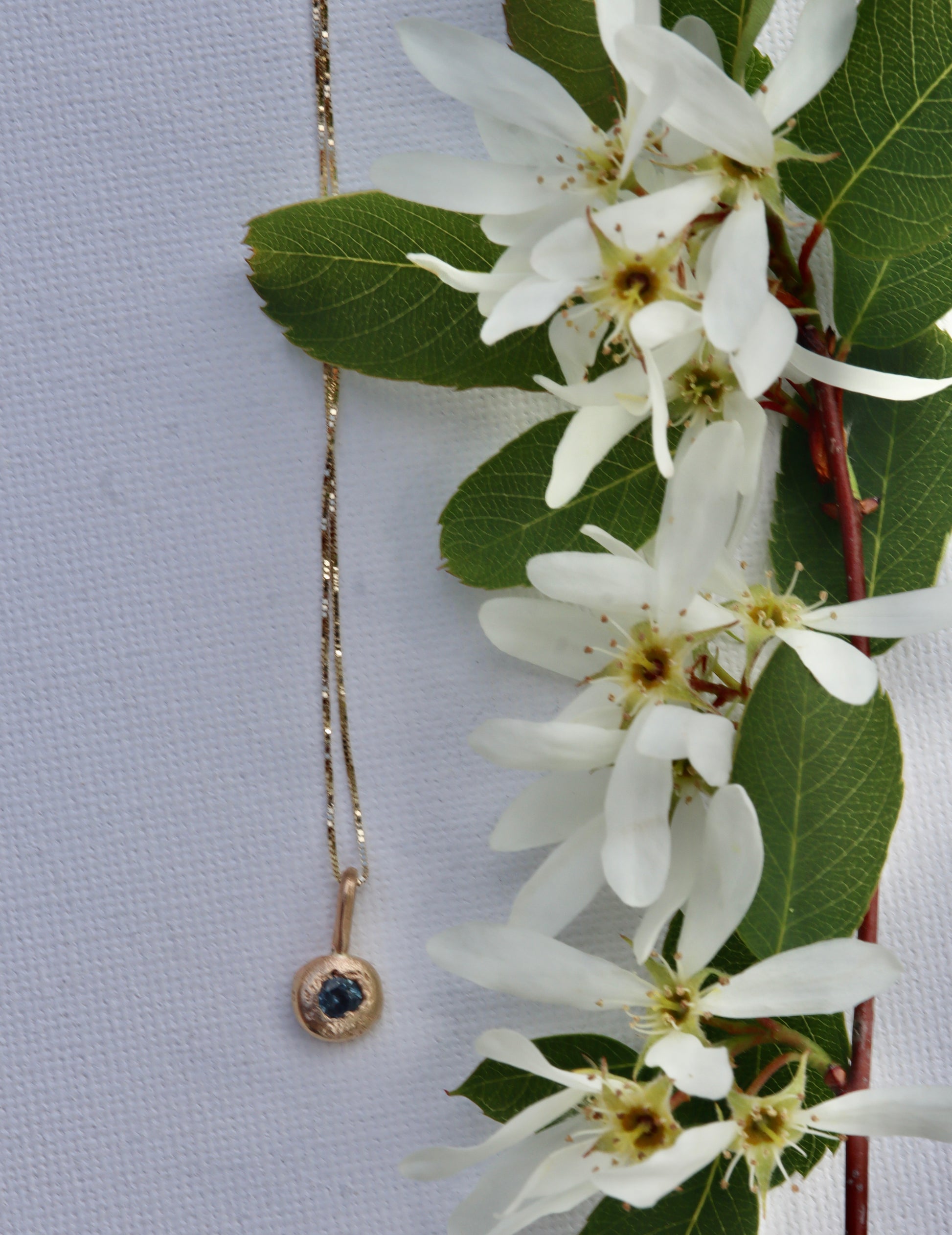 14kt gold montana sapphire necklace