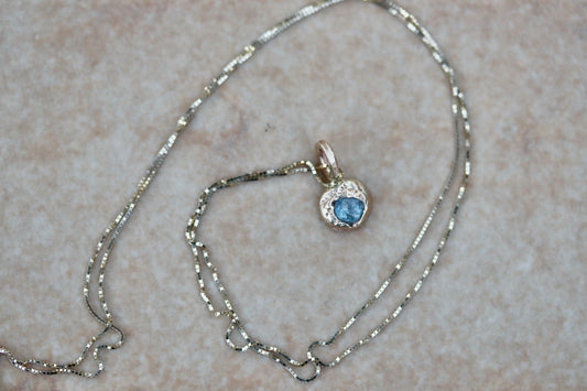 14kt Gold + Montana Sapphire Organic Drop Necklace