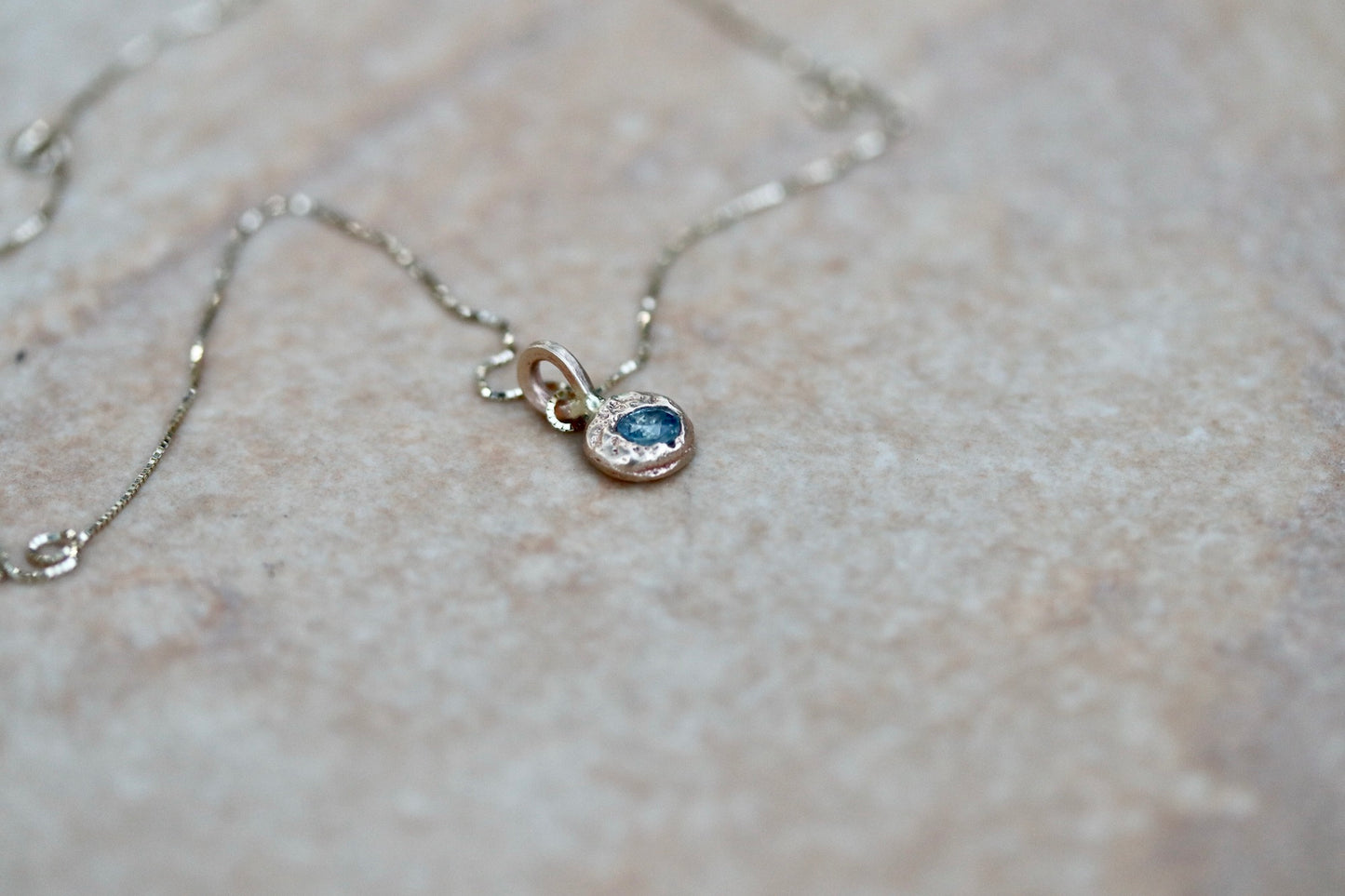 14kt Gold + Montana Sapphire Organic Drop Necklace No. 2