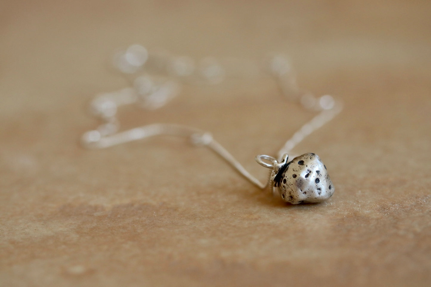 strawberry necklace handmade sterling silver strawberry necklace