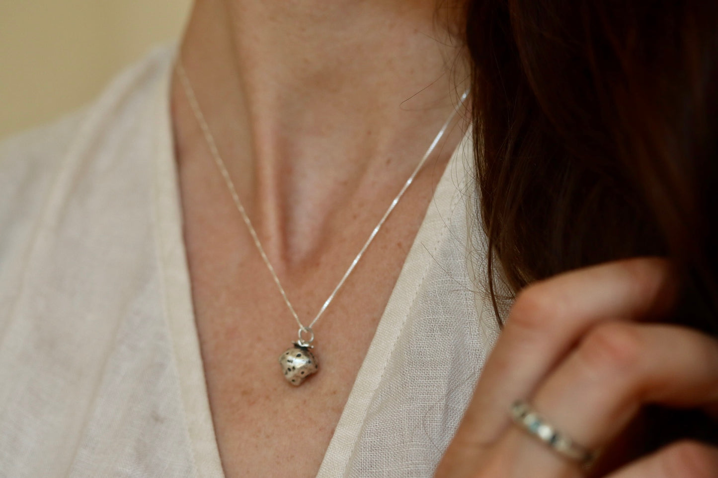 strawberry necklace handmade sterling silver strawberry necklace