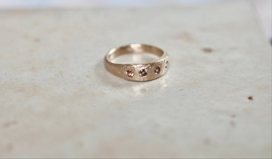 Lavender & Peach Montana Sapphire Eternity Band. 14kt Recycled Gold