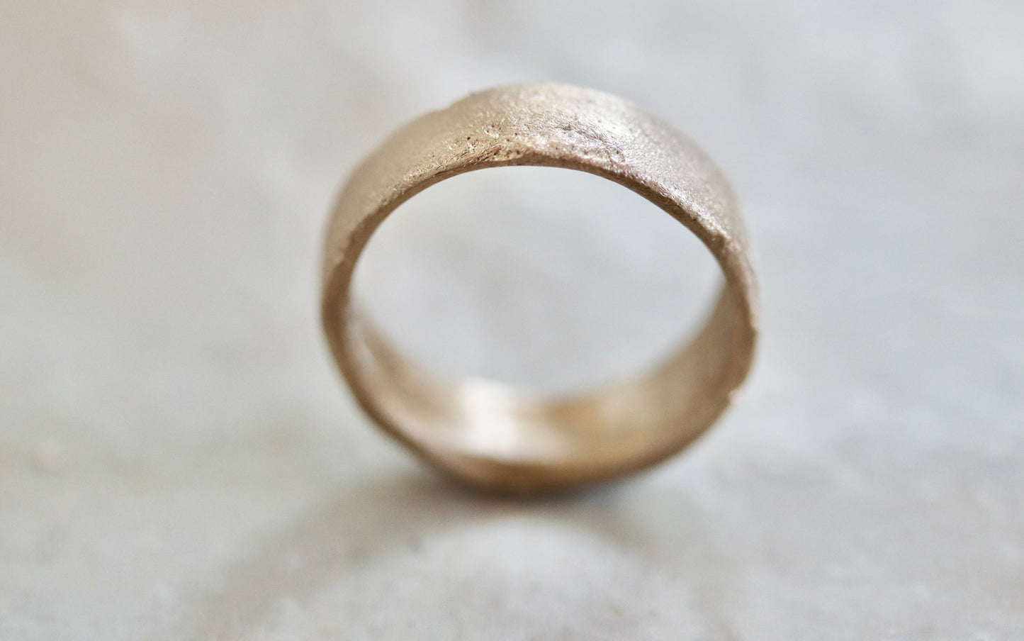 sandcast wide organic wedding band recycled 14kt gold paige devlin jewelry rustic mens band organic texture thick earthen earthy rustic
