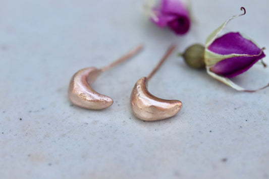 Petite Handcarved 14kt Gold Hoops