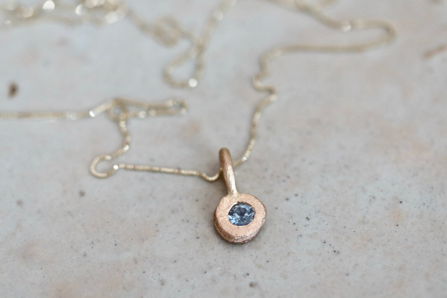 Montana Sapphire + 14kt Gold Organic Orb Necklace