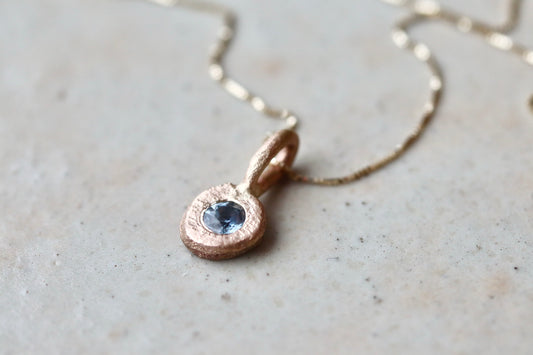 Montana Sapphire + 14kt Gold Organic Orb Necklace