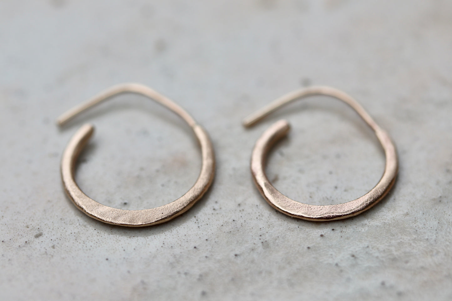 Teeny Organic Hoops 14kt Gold